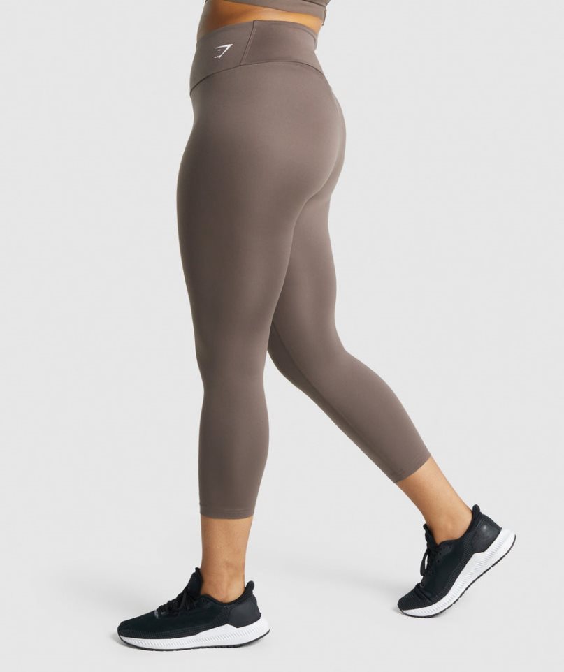 Legginsy Gymshark Treningowe 7/8 Damskie Brązowe | PL 067NWL